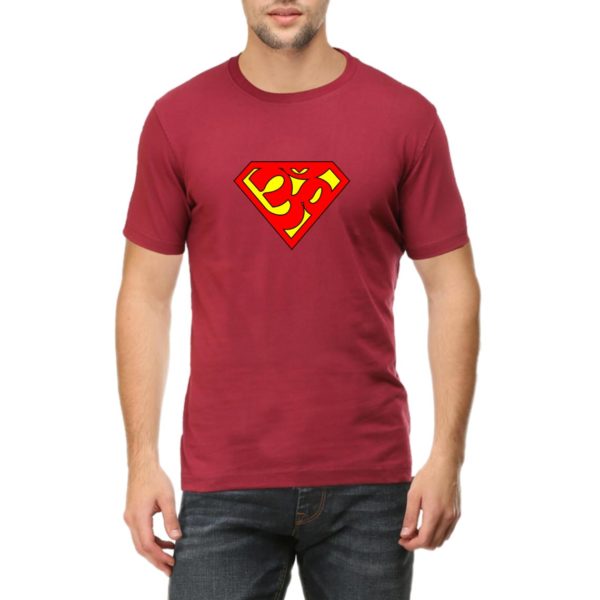 Super Aum Super man T shirt india quality price capistan club Maroon Tshirts for men