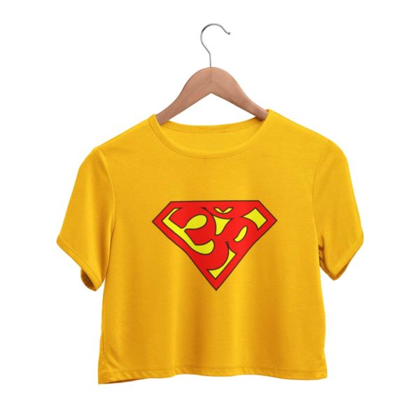 Super man super om aum crop top rs 399 shirt india best price free delivery cod capistan club female golden yellow