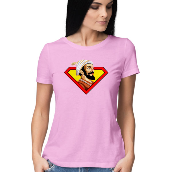 Shivaji Maharaj Super man T shirt india best price free delivery cod capistan club light pink Tshirts for women