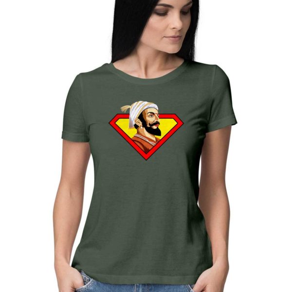 Shivaji Maharaj Super man T shirt india best price free delivery cod capistan club olive green Tshirts for women