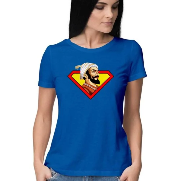 Shivaji Maharaj Super man T shirt india best price free delivery cod capistan club royal blue Tshirts for women