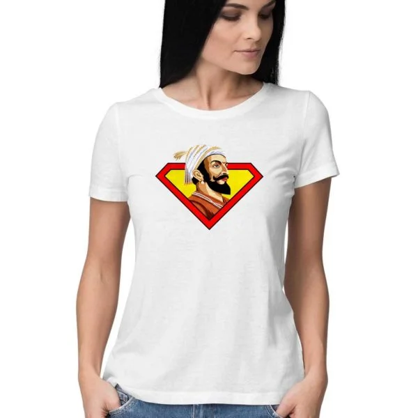 Shivaji Maharaj Super man T shirt india best price free delivery cod capistan club white Tshirts for women