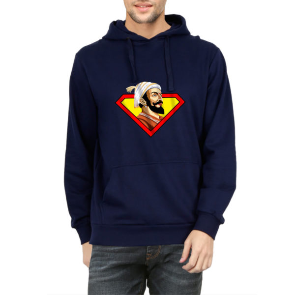 Shivaji Maharaj Super man hoodie sweat shirt india best price free delivery cod capistan club navy blue Tshirts for men
