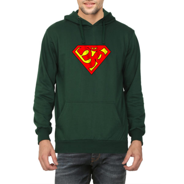 Super Aum Super man Unisex hoodies india quality price capistan club bottle green sweat shirts for men
