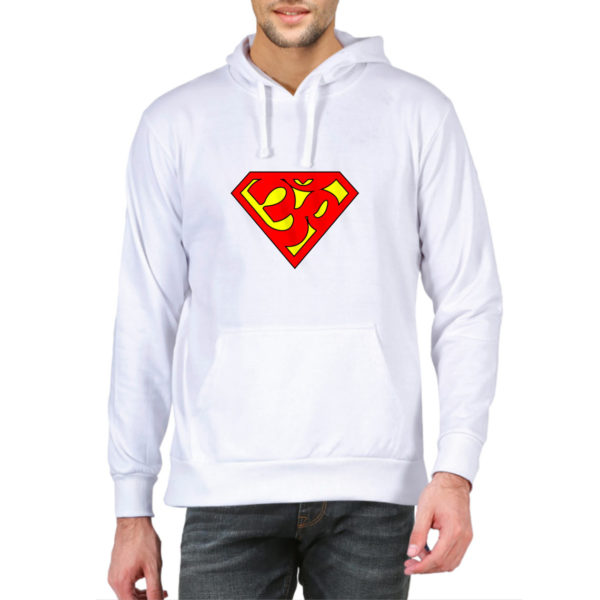 Super Aum Super man Unisex hoodies india quality price capistan club white sweat shirts for men