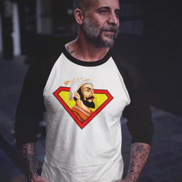 Chhatrapati Shivaji Maharaj Raglan white round neck for men best price cash on delivery free shipping capistan club souled store jabong amazon myntra model