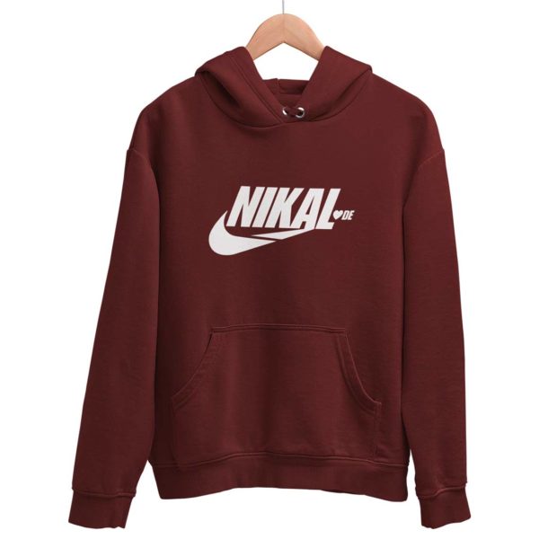Nikal Lavde laude funny hoodie sweat shirt maroon Rupees 449 buy now capistan club india free shipping