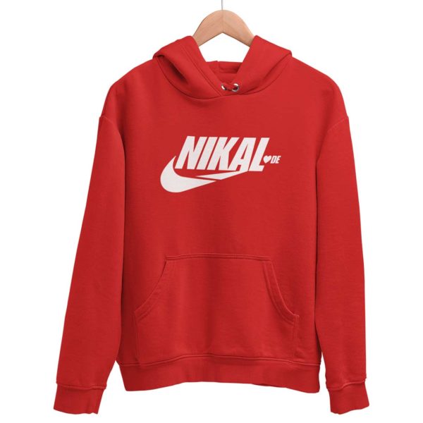 Nikal Lavde laude funny hoodie sweat shirt red Rupees 449 buy now capistan club india free shipping