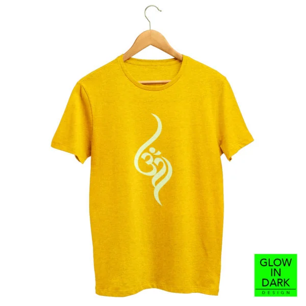 Aum OM Glow in dark radium T shirt bewakoof flipkart sould store best price free delivery cod capistan club golden yellow Tshirt for men night