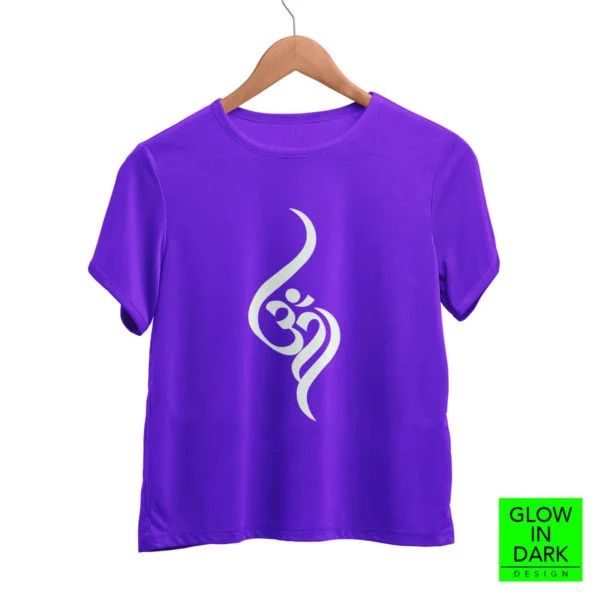 Aum OM Glow in dark radium T shirt bewakoof flipkart sould store best price free delivery cod capistan club purple Tshirt for women