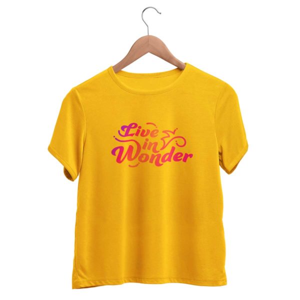 Live in wonder graphic golden yellow t shirts women Rupees 349 buy now capistan club india free shipping
