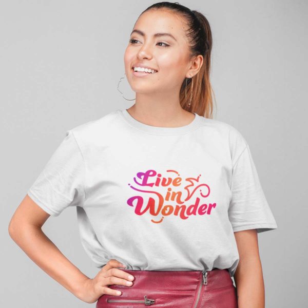Live in wonder graphic white t shirts women Rupees 349 buy now capistan club india free shipping model