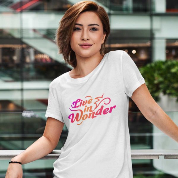 Live in wonder graphic white t shirts women Rupees 349 buy now capistan club india free shipping model1