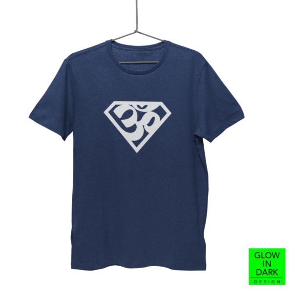 Super AUM Glow in dark Navy blue round neck T shirt best price cash on delivery free shipping men women capistan club