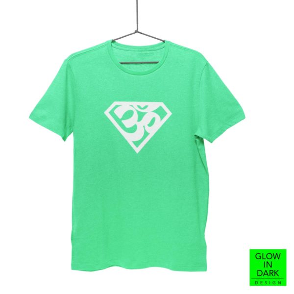 Super AUM Glow in dark flag green round neck T shirt best price cash on delivery free shipping men women capistan club
