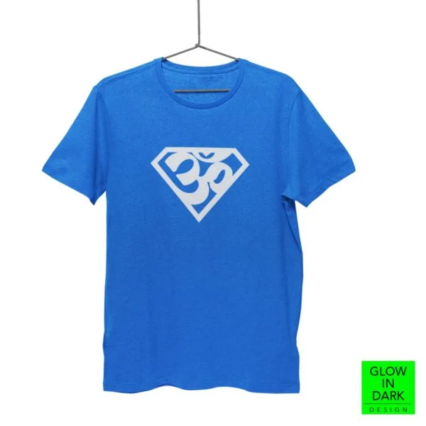 Super AUM Glow in dark royal blue round neck T shirt best price cash on delivery free shipping men women capistan club