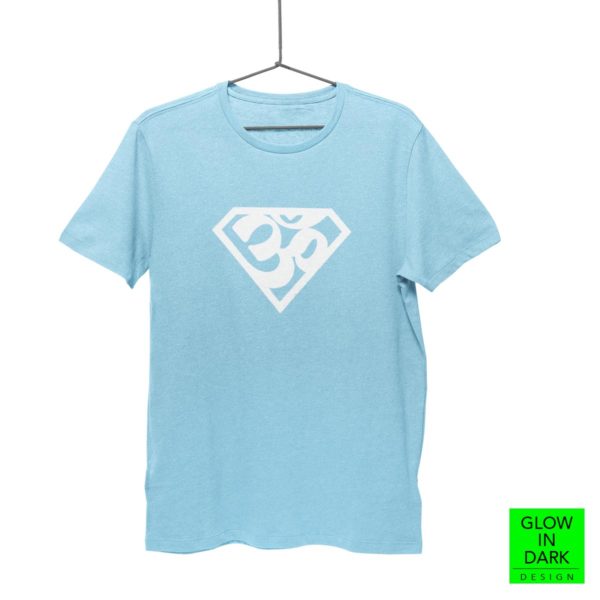 Super AUM Glow in dark sky blue round neck T shirt best price cash on delivery free shipping men women capistan club