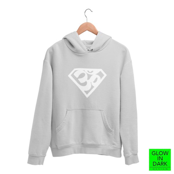 Super AUM Glow in grey melange unisex hoodie best price cash on delivery free shipping men women capistan club