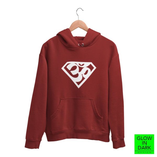 Super AUM Glow in maroon unisex hoodie best price cash on delivery free shipping men women capistan club