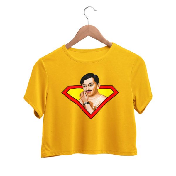 chandrashekhar azad golden yellow round crop top Tshirt for women best price cash on delivery free shipping capistan club souled store jabong amazon myntra
