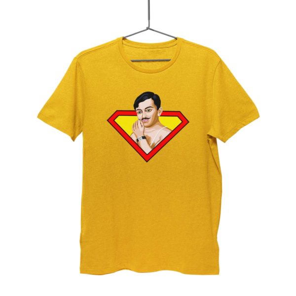 chandrashekhar azad golden yellow round neck Tshirt for men best price cash on delivery free shipping capistan club souled store jabong amazon myntra