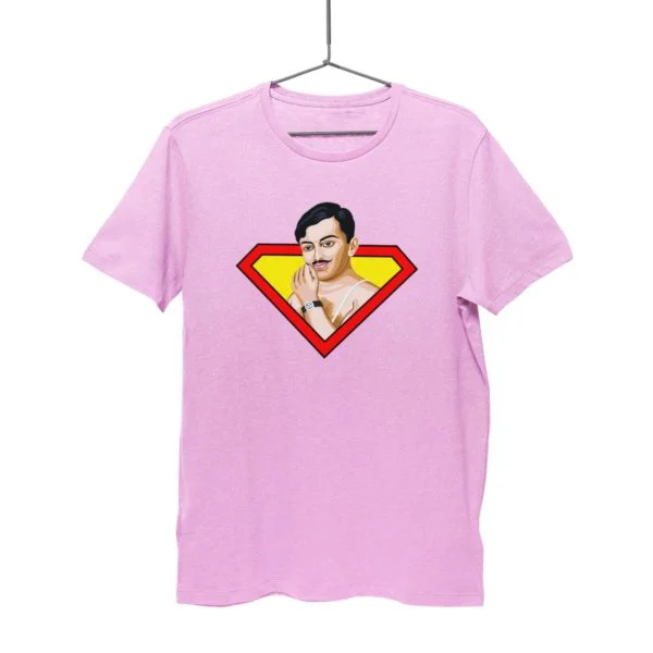 chandrashekhar azad light pink round neck Tshirt for men model best price cash on delivery free shipping capistan club souled store jabong amazon myntra