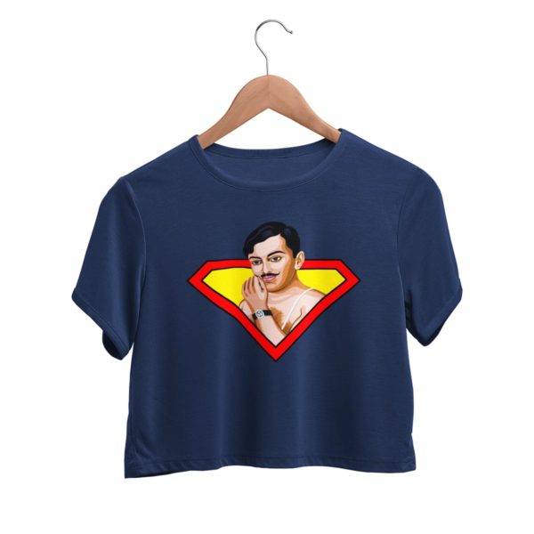 chandrashekhar azad navy blue round crop top Tshirt for women best price cash on delivery free shipping capistan club souled store jabong amazon myntra