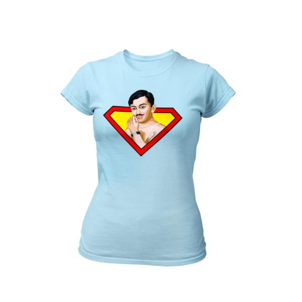 chandrashekhar azad sky blue round neck Tshirt for women best price cash on delivery free shipping capistan club souled store jabong amazon myntra