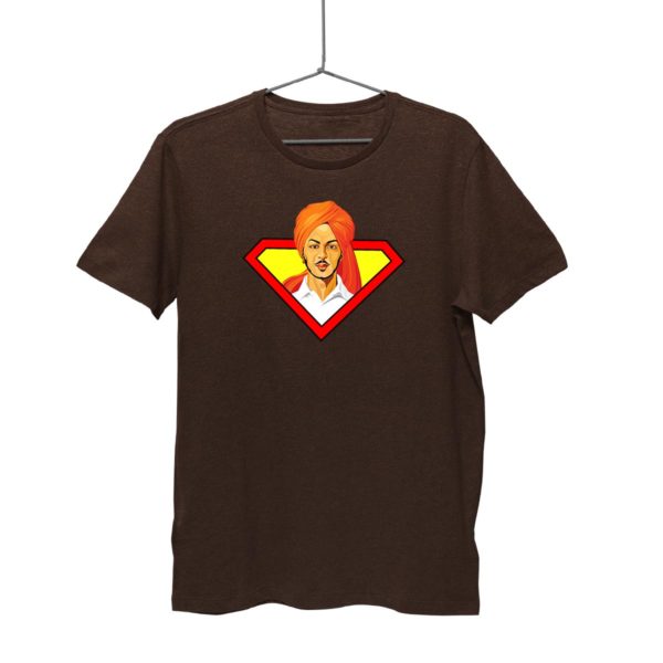 Bhagat Singh Tshirt | Coffee Brown. Round neck for men. Cash on delivery. Free-shipping. Best price only on Capistan Club.