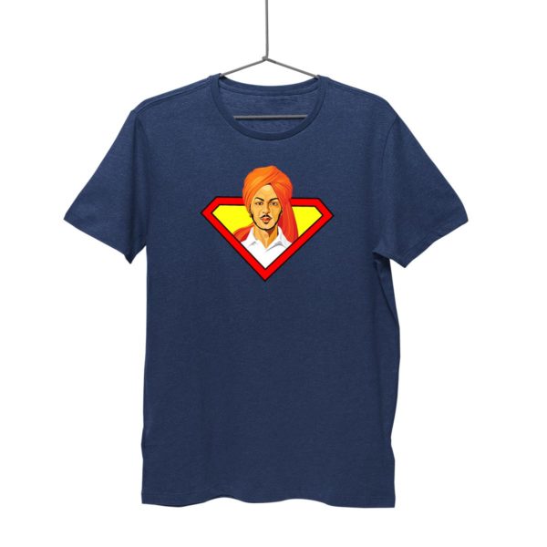 Bhagat Singh T-shirt | Navy Blue. Round neck for men. Cash on delivery. Free-shipping. Best price only on Capistan Club.