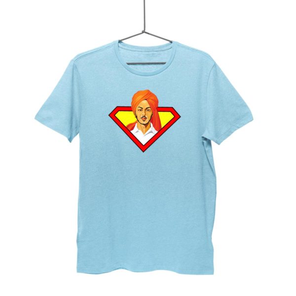 Bhagat Singh T-shirt | Sky Blue. Round neck for men. Cash on delivery. Free-shipping. Best price only on Capistan Club.