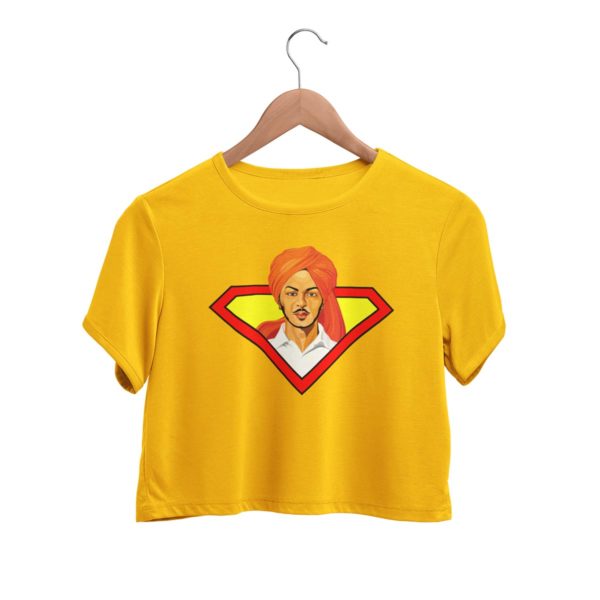 Bhagat Shingh Crop top golden yellow round neck for men best price cash on delivery free shipping capistan club souled store jabong amazon myntra woman