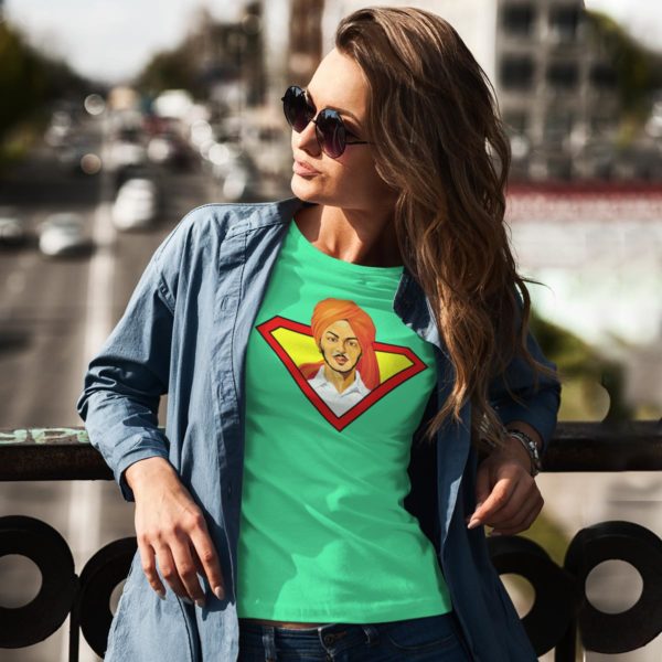 Bhagat Singh Tshirt flag green round neck for men best price cash on delivery free shipping capistan club souled store jabong amazon myntra woman model