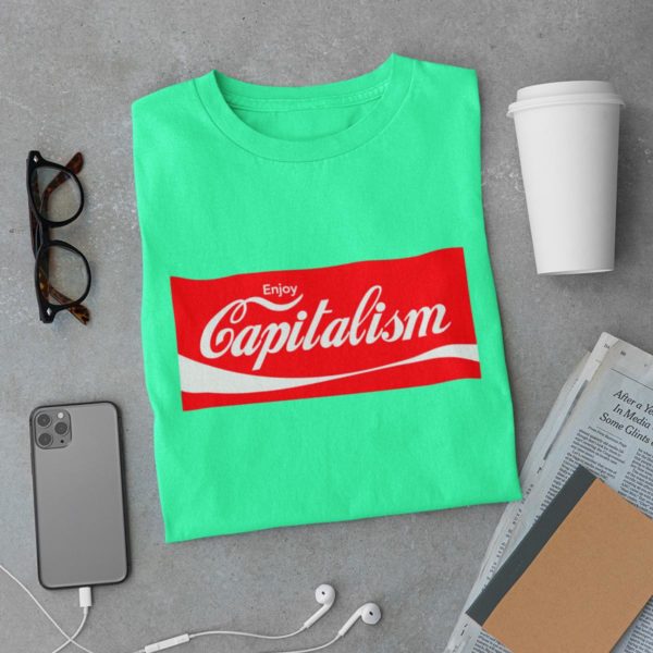 enjoy capitalism coke coca cola flag green round neck t shirt woman anti communist india buy free shipping capistan club flat lay