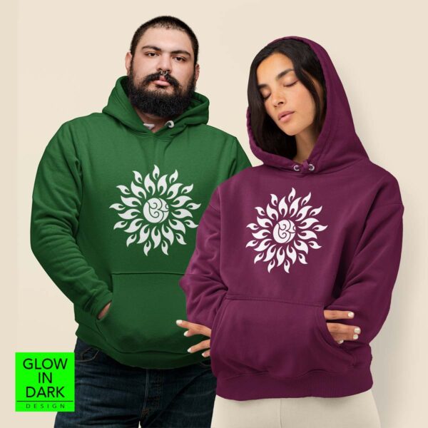 Om Flames Mandala Glow-in-the-Dark Hoodie for men and women