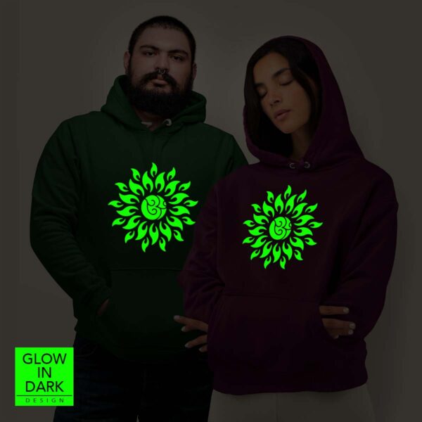 Om Flames Mandala Glow-in-the-Dark Hoodie for men and women - Image 2