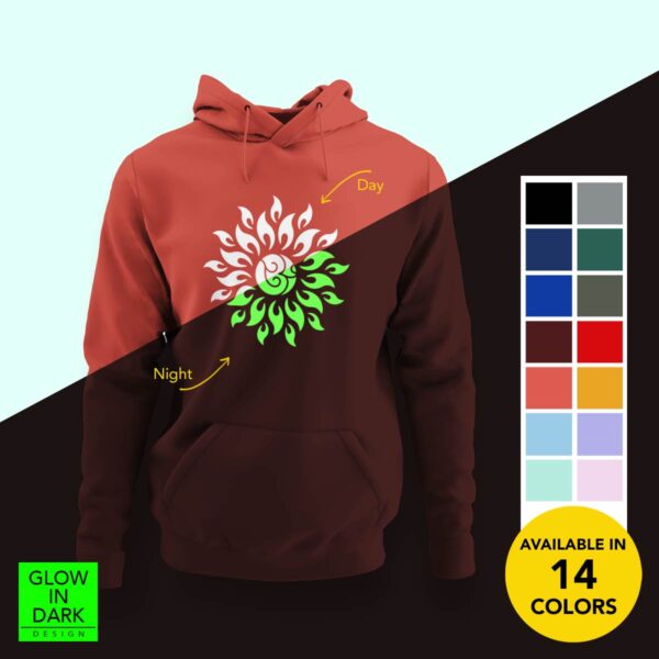 Om Flames Mandala Glow-in-the-Dark Hoodie for men and women - Image 4