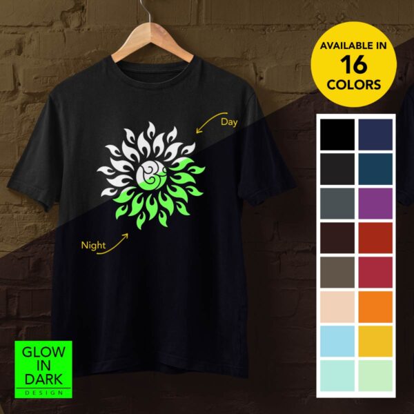 Om Flames Mandala Glow-in-the-Dark T-Shirt for Men - Image 5