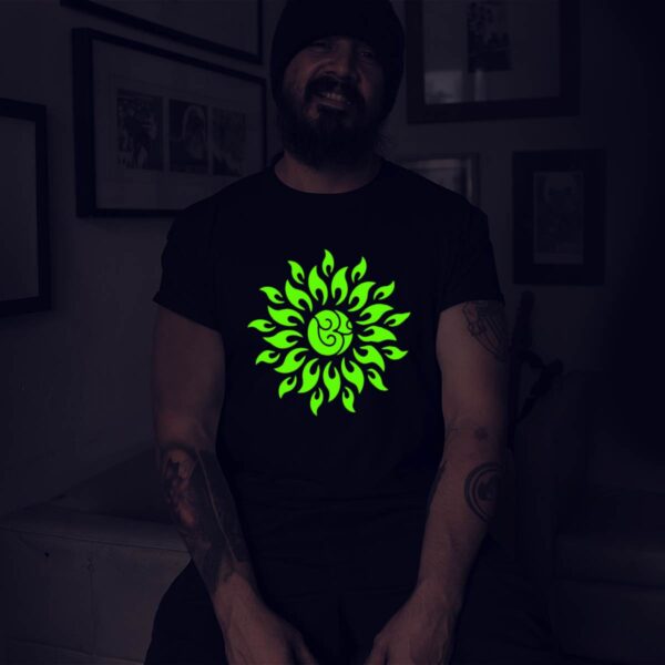 Om Flames Mandala Glow-in-the-Dark T-Shirt for Men - Image 2