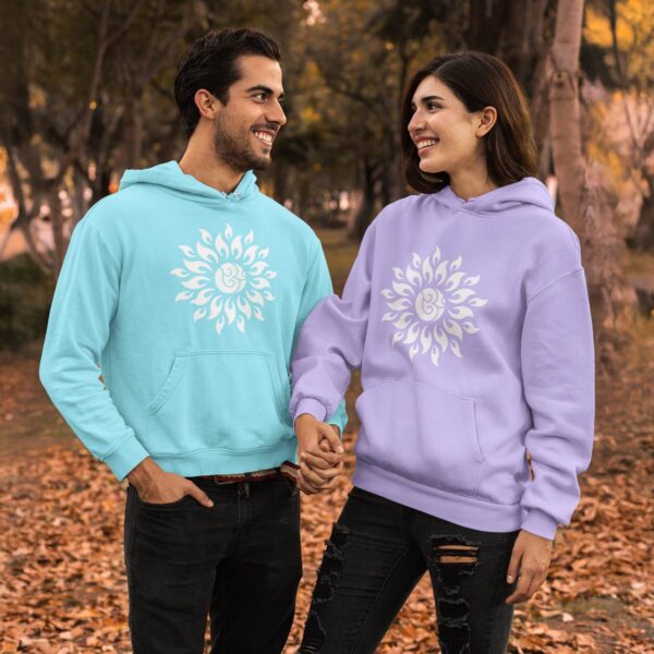 Om Flames Mandala Glow-in-the-Dark Hoodie for men and women - Image 3