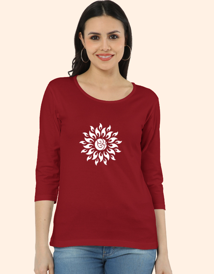 Om Flames Mandala Glow-in-the-Dark long sleeve T-Shirt for women 1 Om Flames Mandala Glow-in-the-Dark long sleeve T-Shirt for women